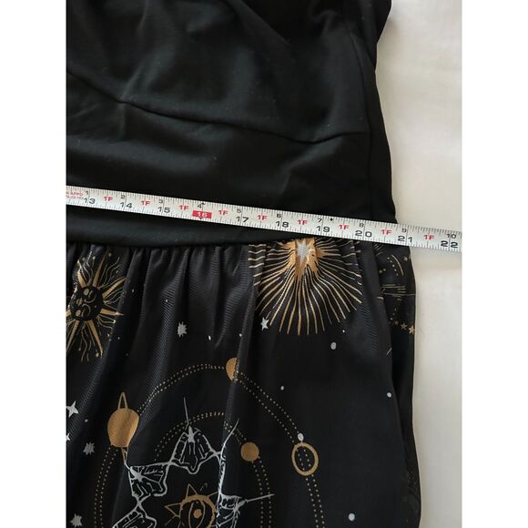 New SHEIN Goth Punk Black Chiffon Moon Stars Dress Halloween Plus Size 3XL E30 - Picture 4 of 9